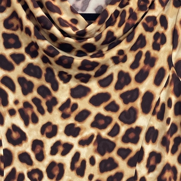 Susan Graver Leopard Print Long Sleeve Cowl Neck Dress - Size XXS - Picture 5 of 8
